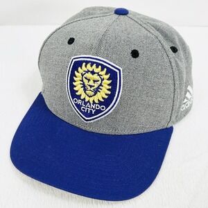 Adidas Orlando City SC 2-Tone Patch Strapback Hat Cap Adjustable Gray MLS Soccer